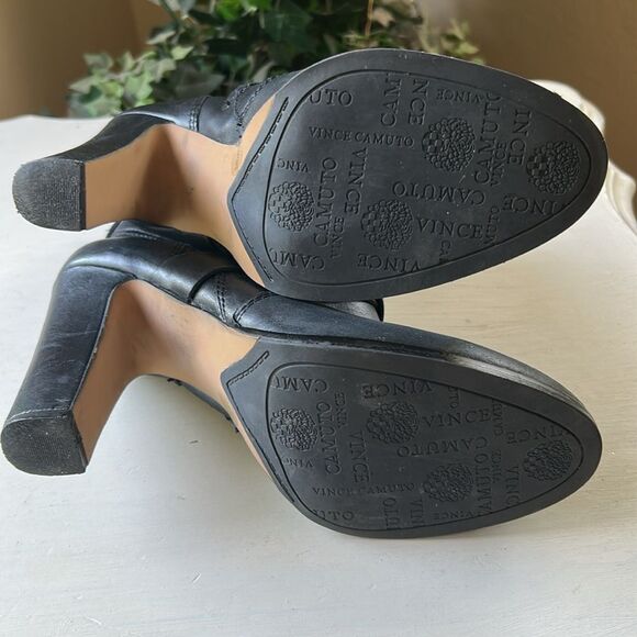 Vince Camuto Black Leather Ankle Boots with Gold Buckle 8.5M - Picture 8 of 12